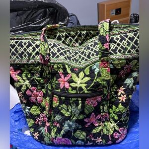 Vera Bradley Black and Green Floral Tote